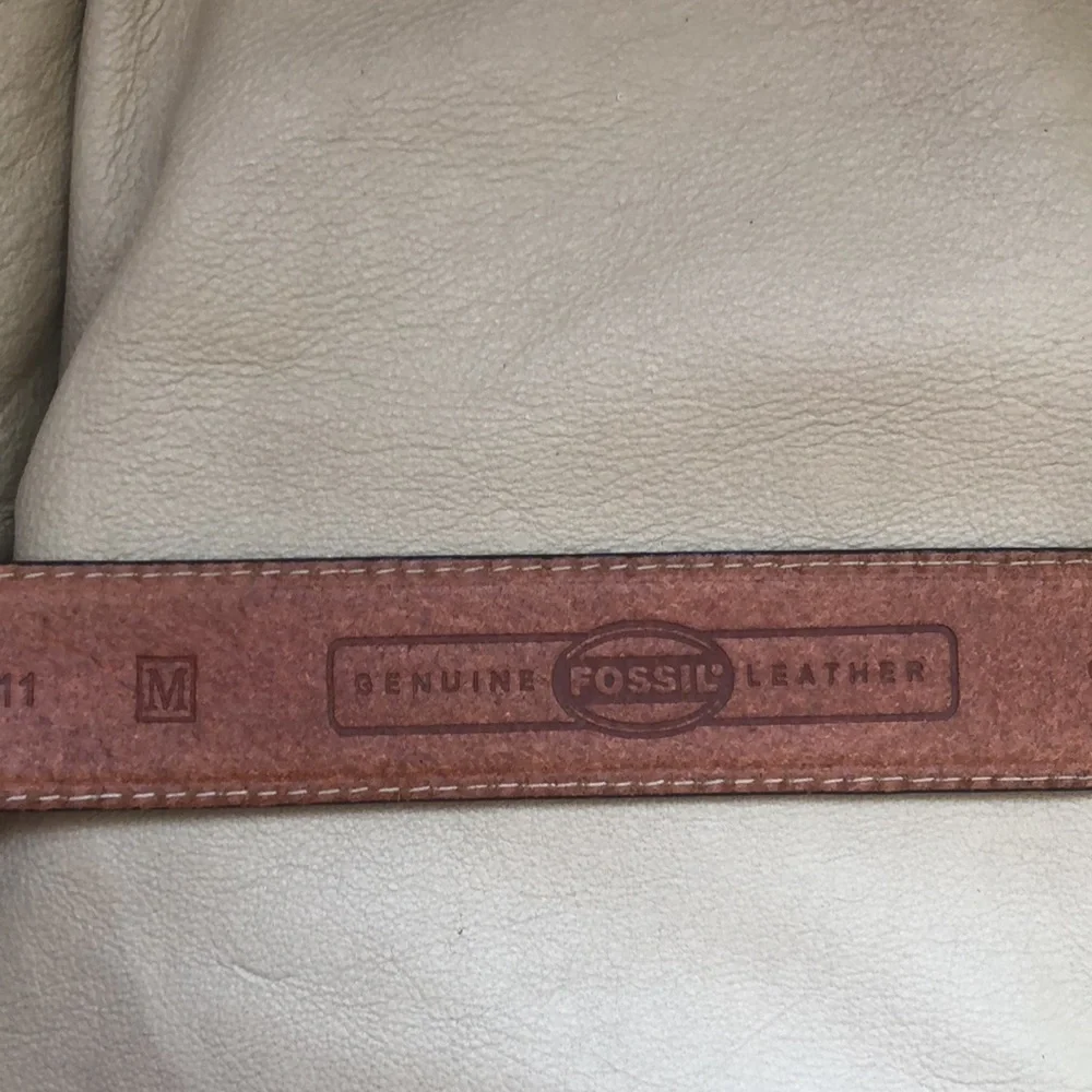 Fossil Genuine Leather Belt with Jeweled Buckle